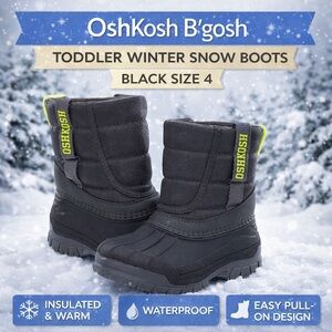 OshKosh B’gosh Toddler Winter Snow Boots Black Size 4 NWT